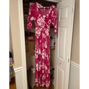 PinkBlush maternity maxi hot pink floral dress